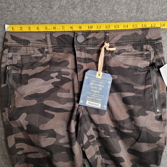 Democracy "Ab" Solution Booty Lift Jegging Camo Espresso Women's 12 New w/Tags - Picture 3 of 11